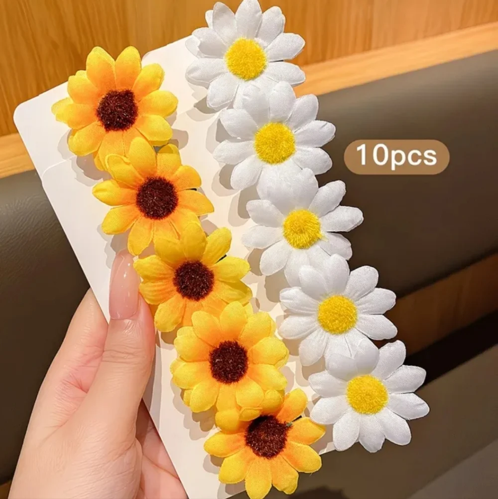 10pcs Hair Clips/Barrettes Set - Yellow & White Flower Clips (OS) NWT!